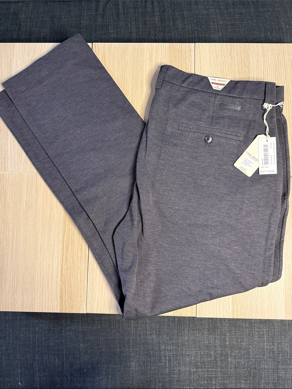 Men’s 40x32 Civil Society Men's Kieran Charcoal Stretch Chinos